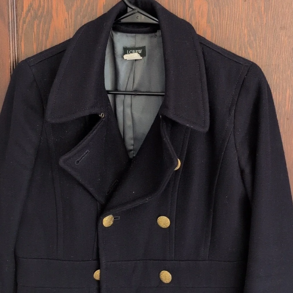 J. Crew Dark Navy With Gold Buttons Wool Pea Coat Size 6 - Picture 3 of 6